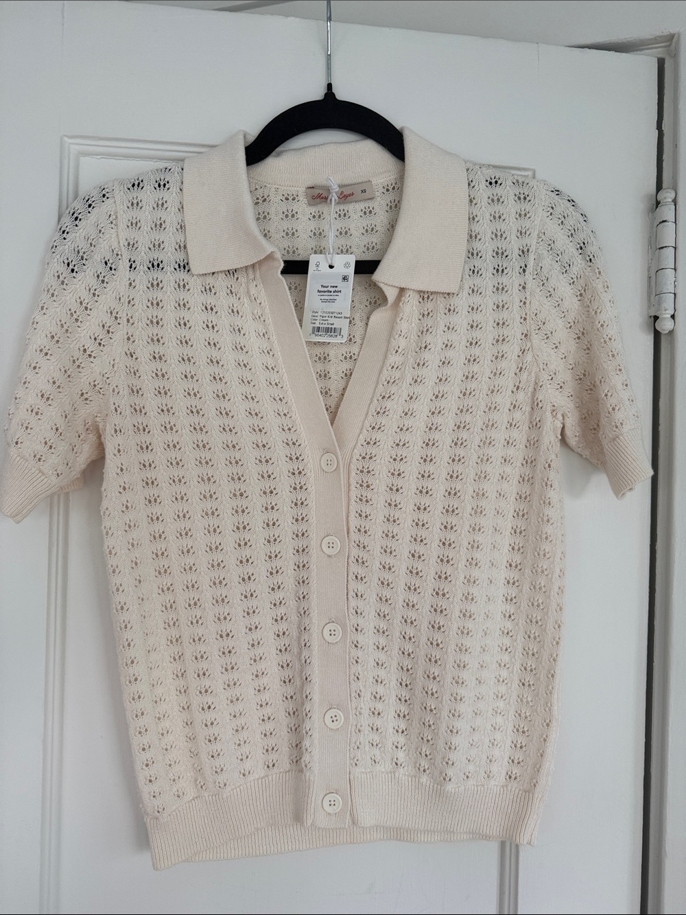 Marine Layer Cream Knit Polo Cardigan Sweater - Womens XS